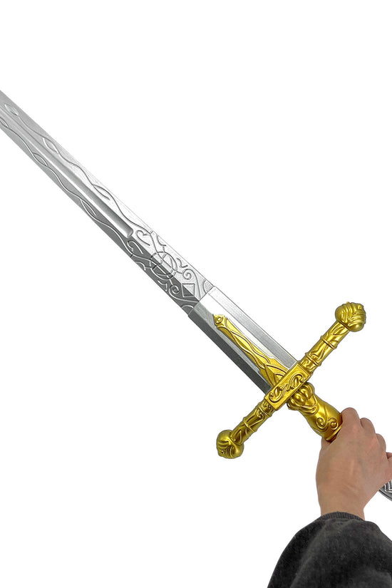 Guild Arms foam elden medieval sword with intricate detailing and a golden hilt, perfect for roleplay and costume use