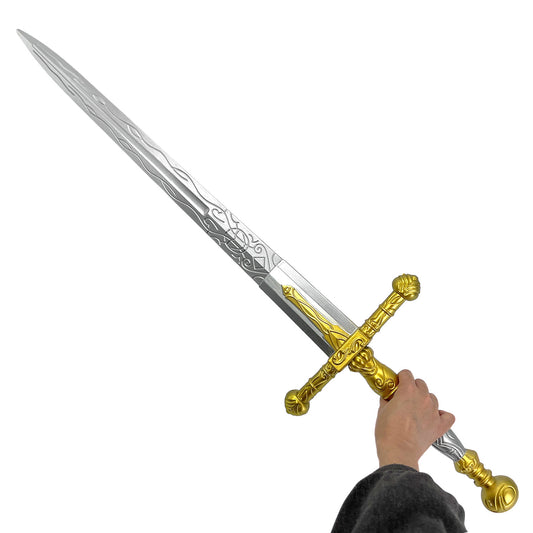 Guild Arms foam elden medieval sword with intricate detailing and a golden hilt, perfect for roleplay and costume use