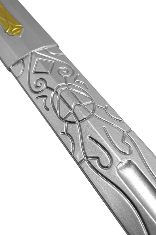 Guild Arms foam elden medieval sword with detailed engraving and a sleek silver finish