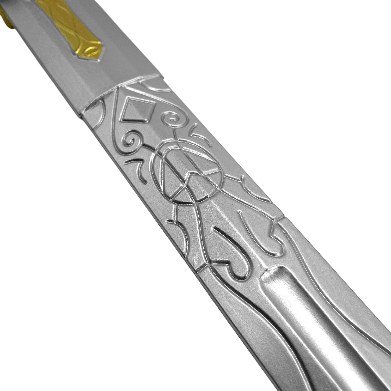 Guild Arms foam elden medieval sword with detailed engraving and a sleek silver finish