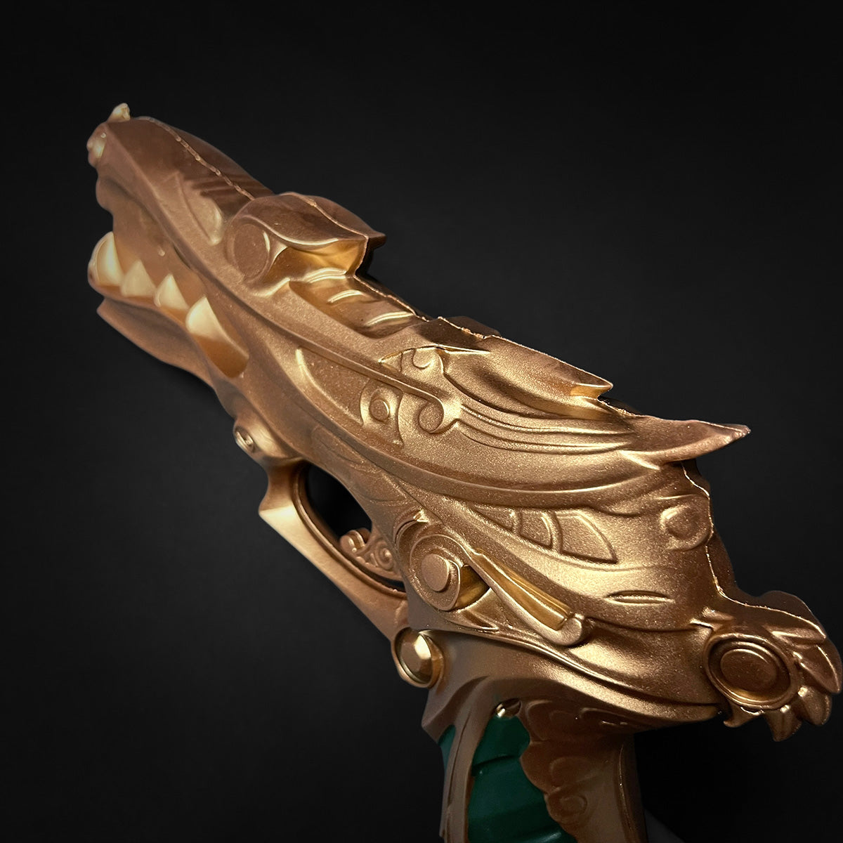 Otaku Gear gold ornate dragon themed foam fantasy gun prop for cosplay and LARP with intricate details
