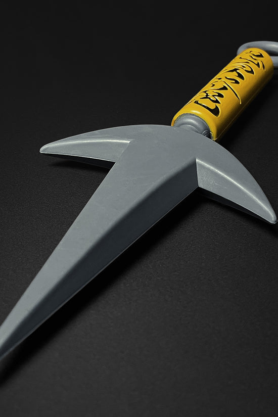 Otaku Gears foam flying thunder kunai foam dagger with yellow handle and gray blade