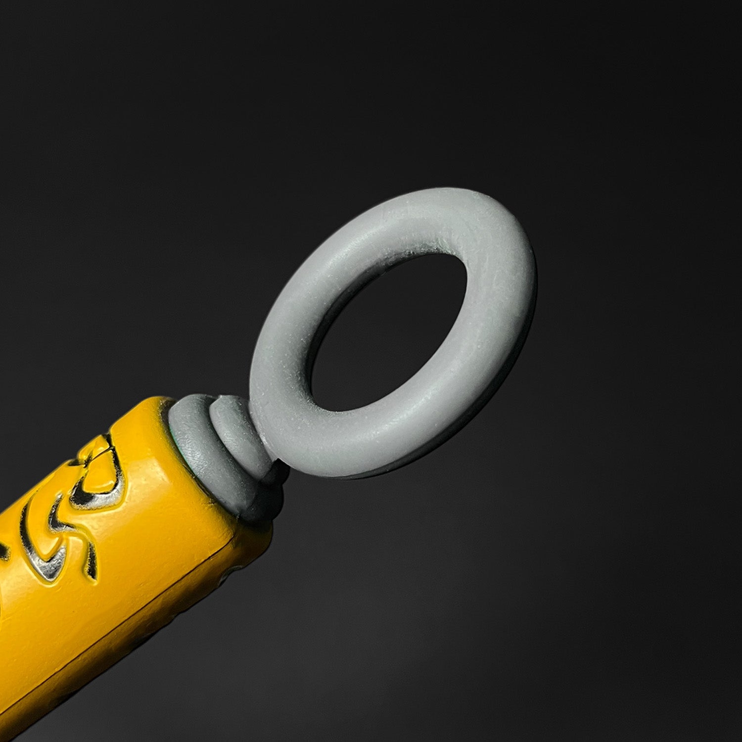 Otaku Gears foam flying thunder kunai with yellow handle and gray ring tip for cosplay