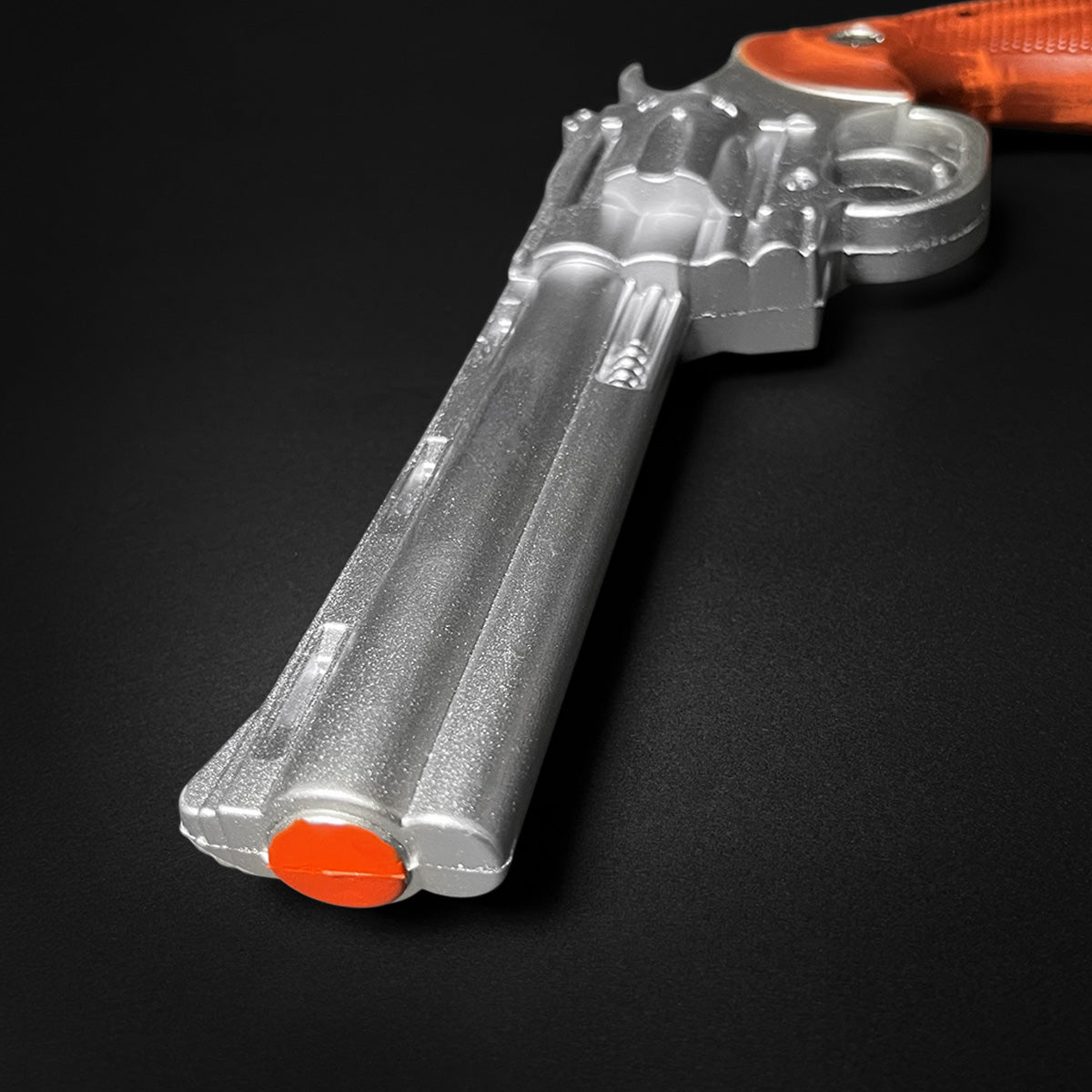 Guild Arms anime foam gun silver long barrel with orange tip and wooden grip foam revolver prop for cosplay