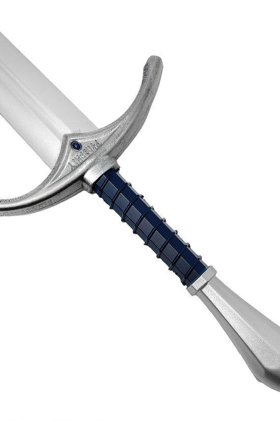 Guild Arms foam Ring Medieval sword with a silver blade and blue handle for safe swordplay