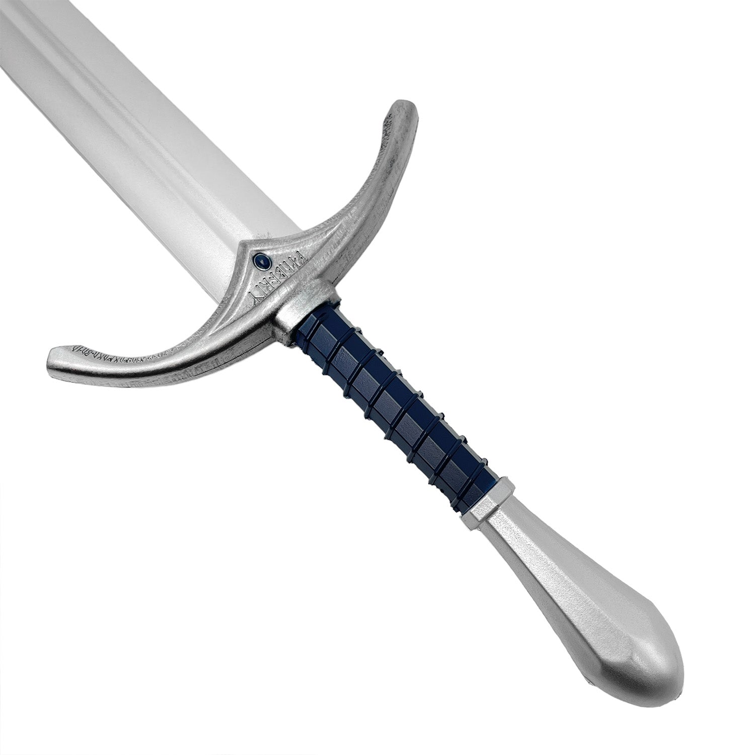 Guild Arms foam Ring Medieval sword with a silver blade and blue handle for safe swordplay