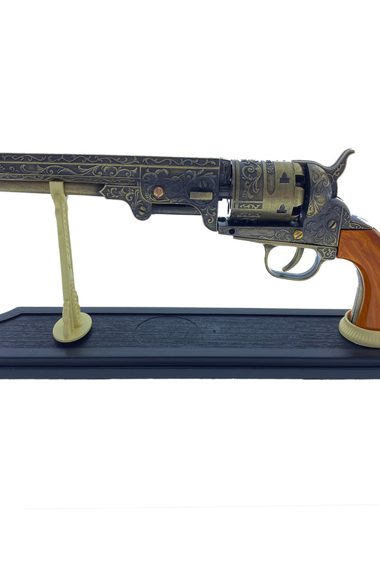 13 1/2" Decorative Antique Revolver Gun w/ Display Stand