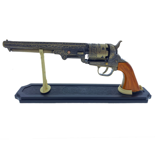 13 1/2" Decorative Antique Revolver Gun w/ Display Stand