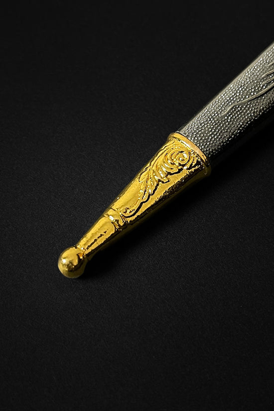 Gold bodice scissors dagger with intricate detailing and sleek design by Guild Arms