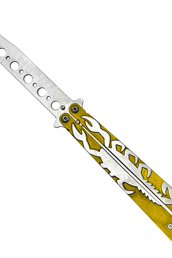 Gold Scorpion Butterfly Training Knife by Guild Arms with durable design for practicing tricks
