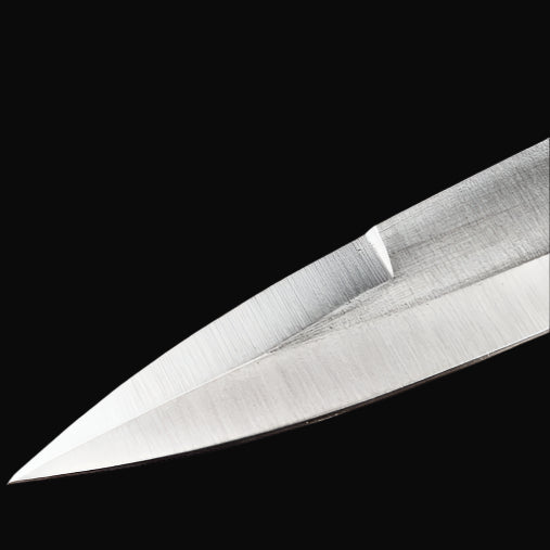 Close-up of the Green Scottish Dirk Dagger blade showcasing its sharp point and intricate detailing