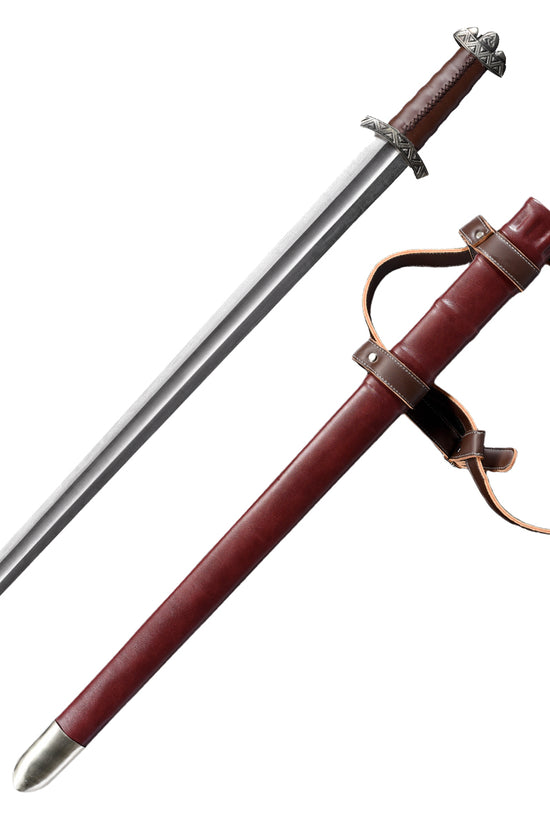 Hand-Forged Damascus Medieval Sword with Historical Design and Protective Sheath