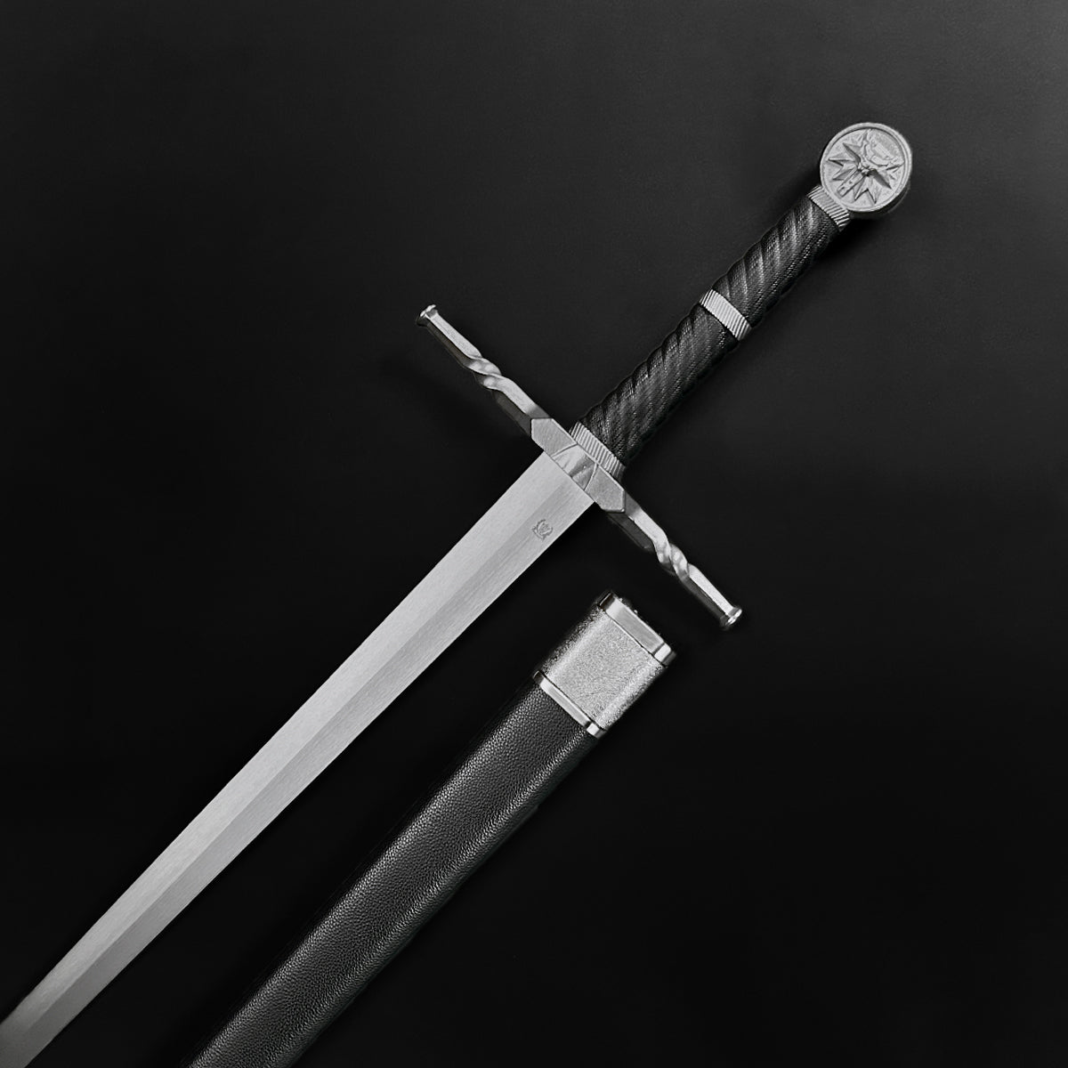 Hand-forged knight medieval sword with a sleek blade and intricate hilt design by Knight Collections