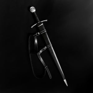 Hand-Forged Medieval Full-Tang Damascus Steel Sword with Leather Grip and Scabbard