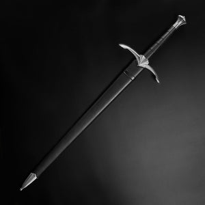 Hand-Forged Medieval Sword w/ Leather Strips featuring a sleek design and detailed craftsmanship