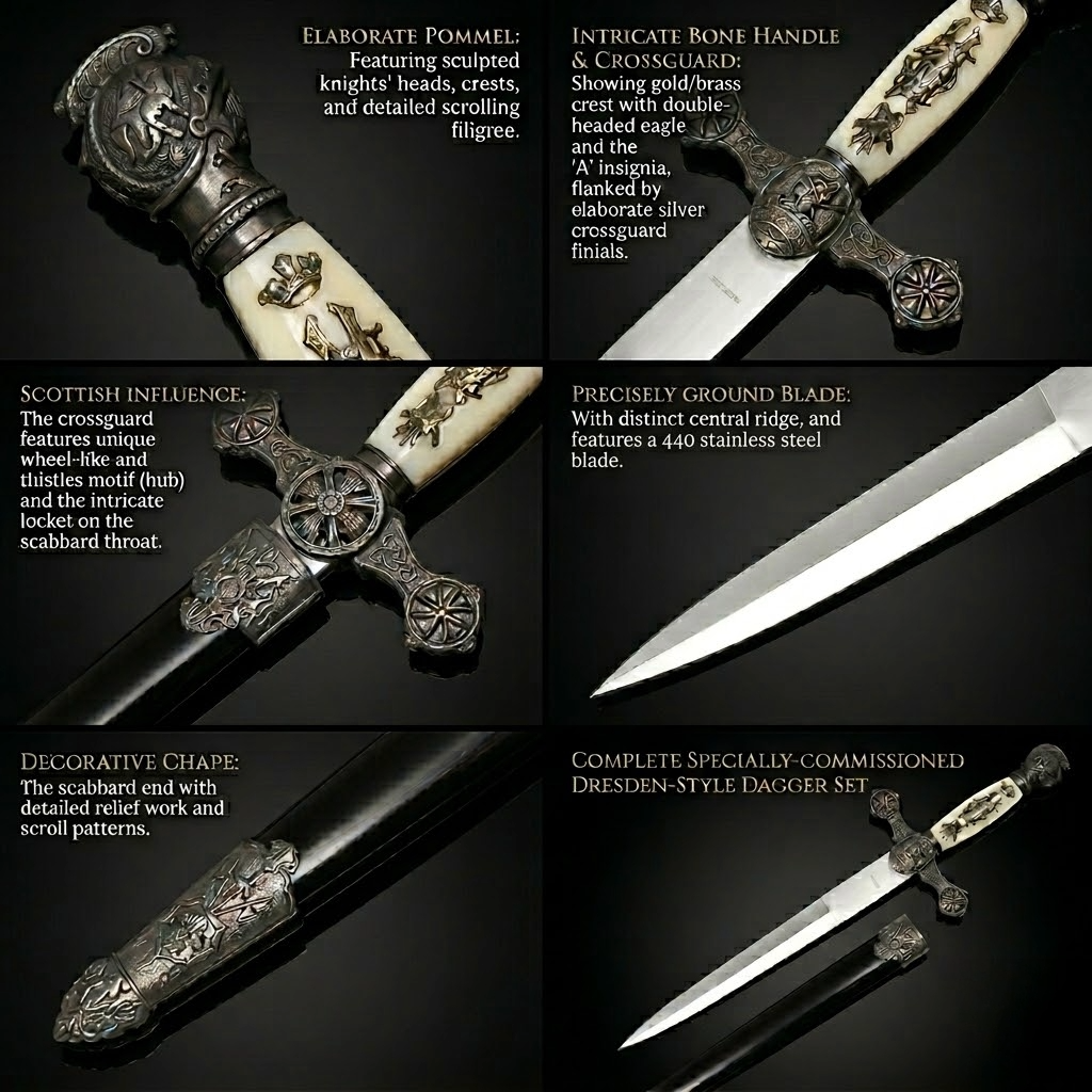 Fantasy Edge 13 1/2" Renaissance Dagger Knights Templar