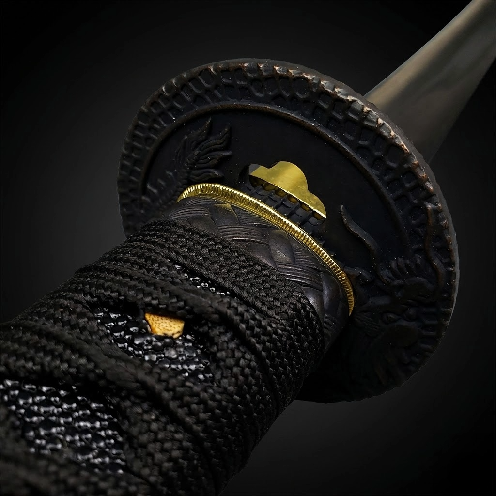 Close-up of a katana hilt- Guild Arms.