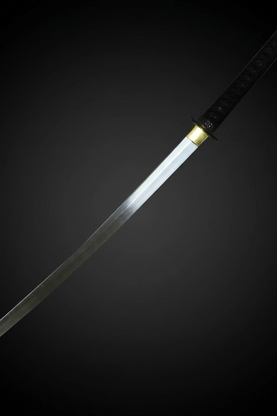Japanese katana sword on black background- Guild Arms.