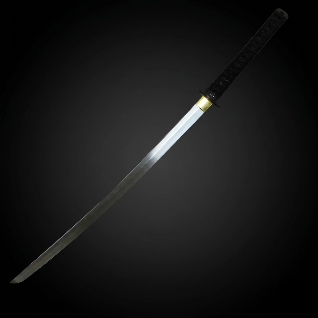 Japanese katana sword on black background- Guild Arms.