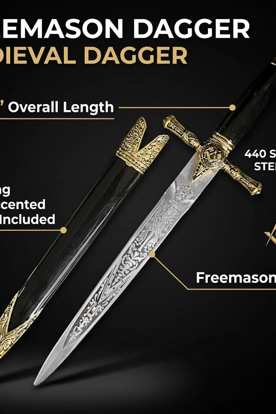 15 3/4" Freemason Dagger with Scabbard