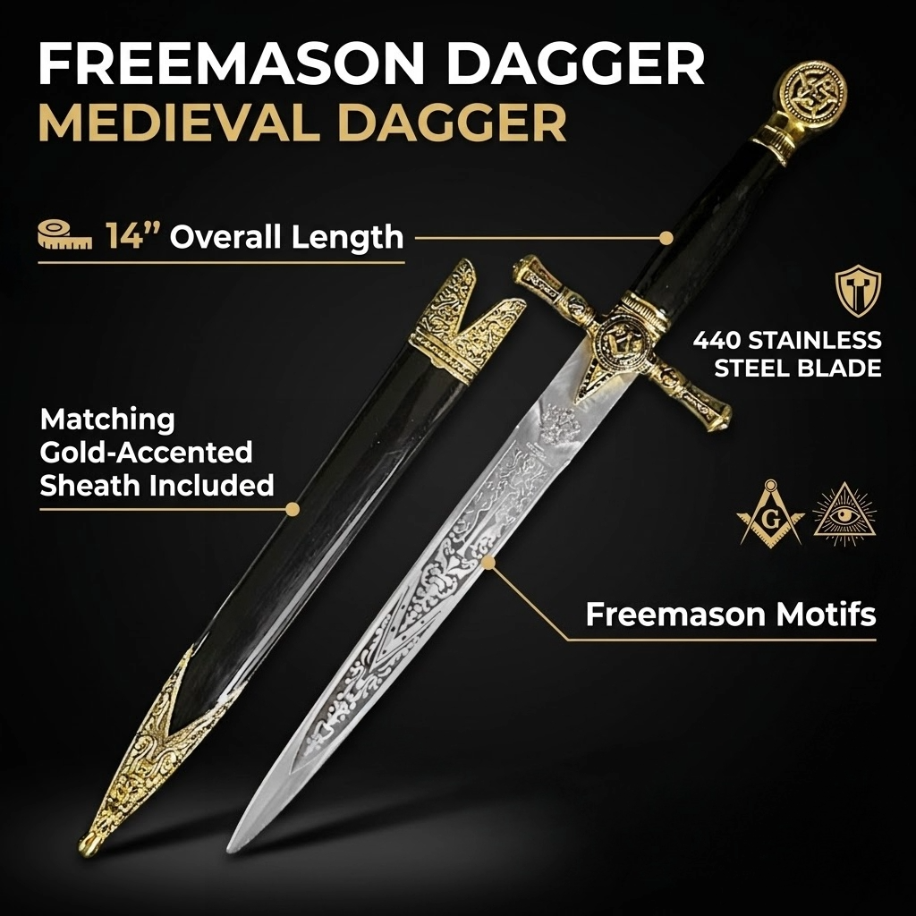 15 3/4" Freemason Dagger with Scabbard