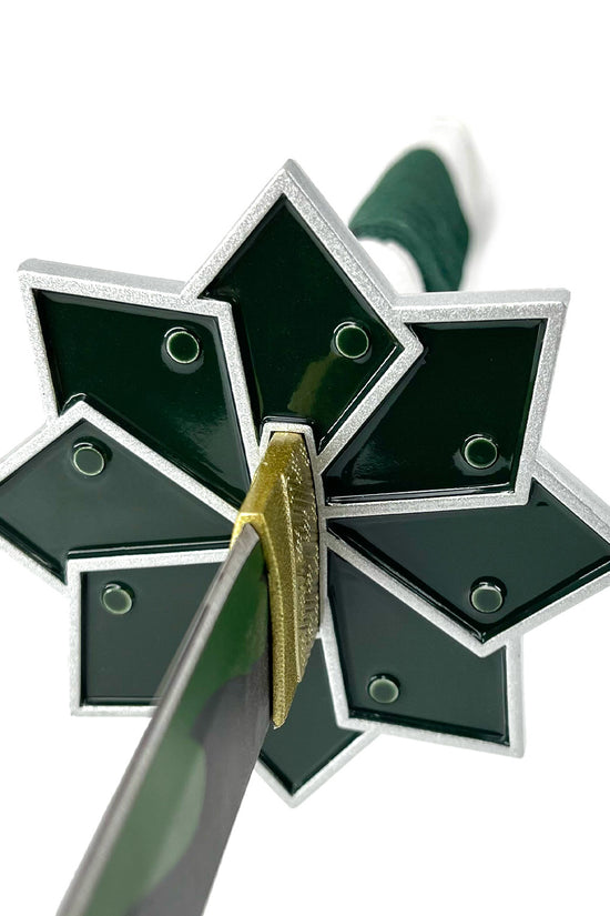 Japanese Anime Demon Katana Sword with a decorative green star-shaped guard and sleek blade design