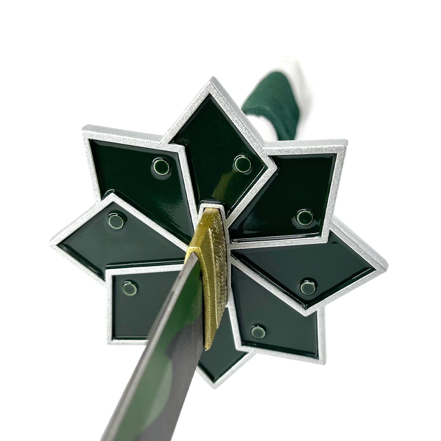 Japanese Anime Demon Katana Sword with a decorative green star-shaped guard and sleek blade design