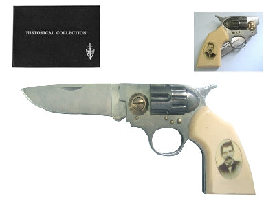 John Henry "Doc" Holliday Photo on Handle Gun Style Folding Knife by Guild Arms with a sleek design