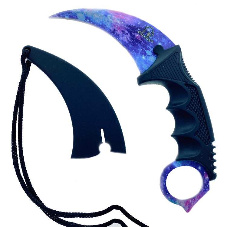 Falcon 7 1/2" Purple Galaxy Necklace Knife (Karambit)