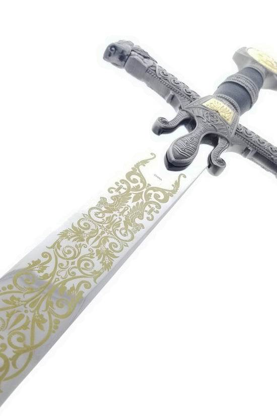 King Solomon Decorative Medieval Sword with Intricate Gold Design and Detailed Handle for Collectors
