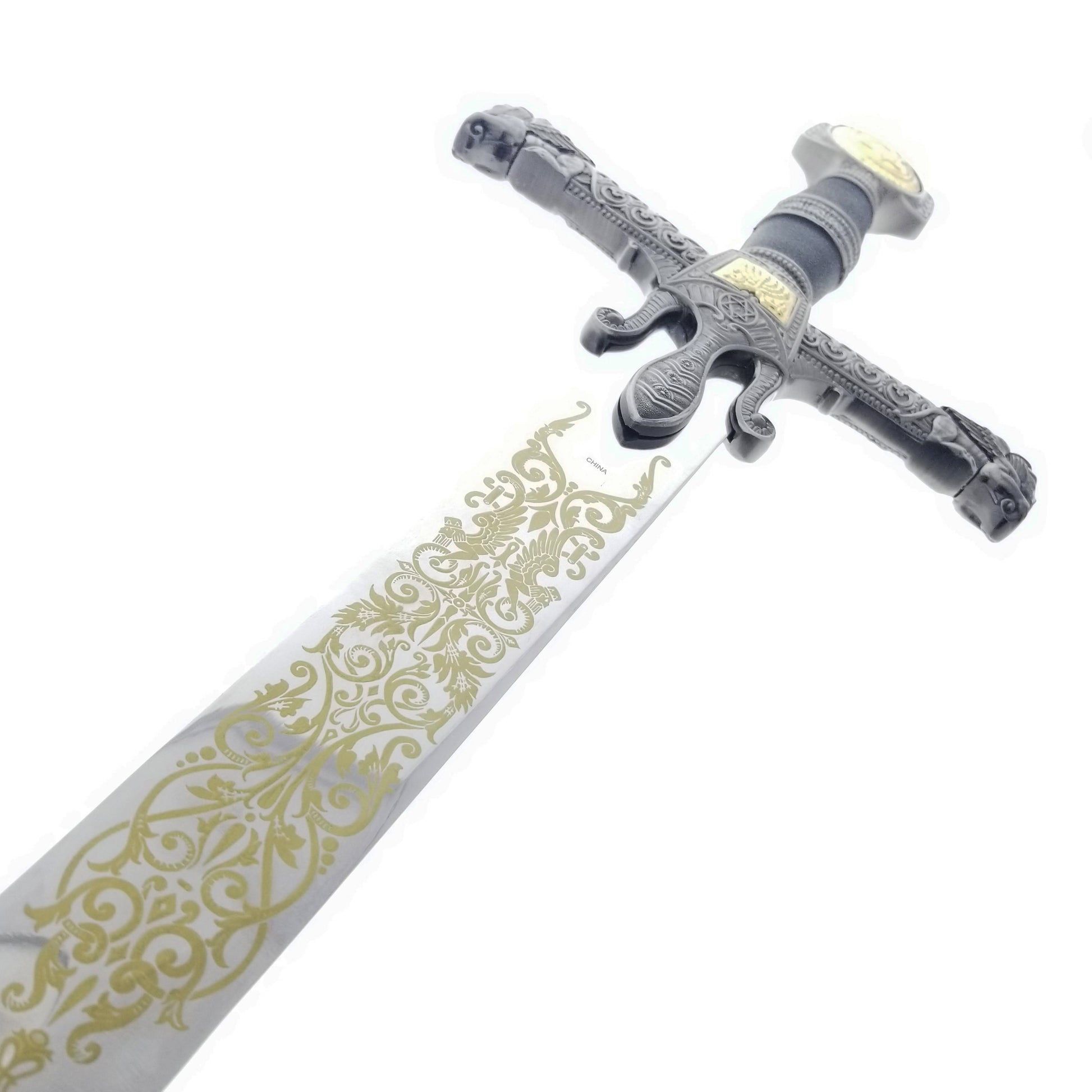 King Solomon Decorative Medieval Sword with Intricate Gold Design and Detailed Handle for Collectors