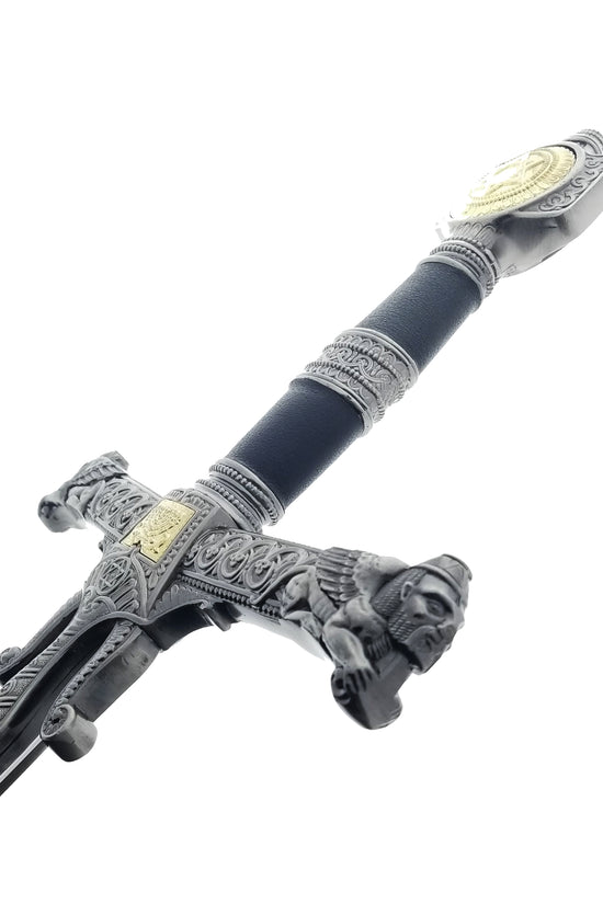 King Solomon Decorative Medieval Sword with Intricate Handle Design and Detailed Blade