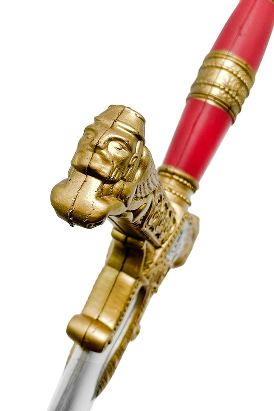 King Solomon Star Red Foam Medieval Sword with intricate golden hilt and lion design for costume play