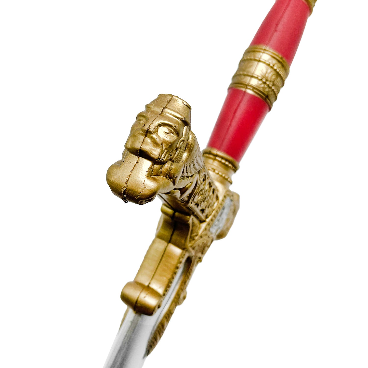 King Solomon Star Red Foam Medieval Sword with intricate golden hilt and lion design for costume play