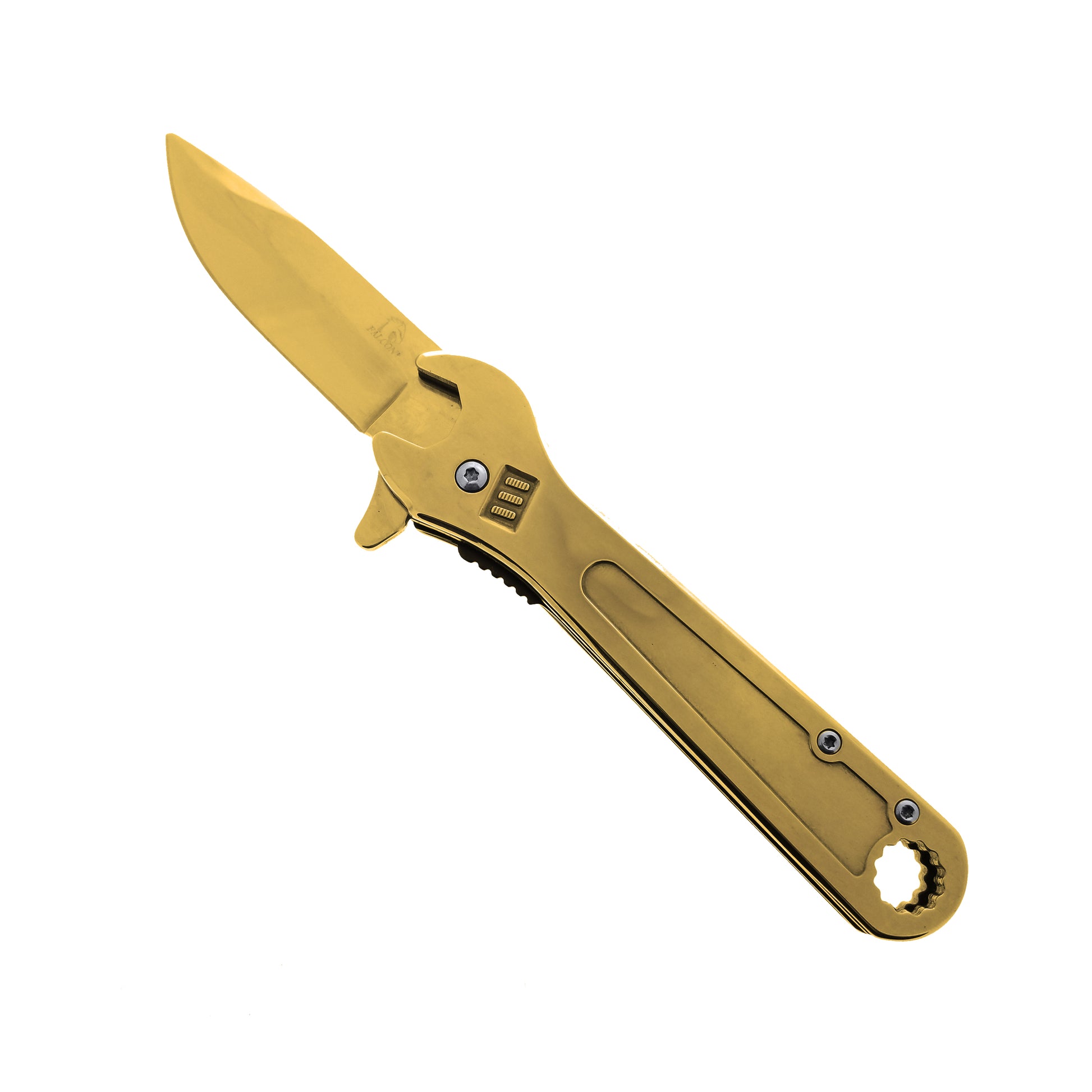 Falcon Spring Assisted Pocket Knife in Gold with Ergonomic Handle and Sharp Blade