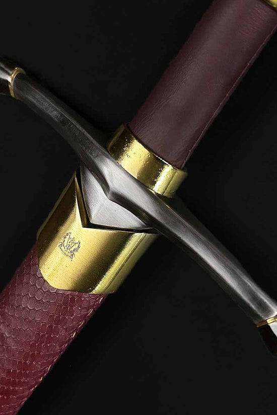 Knight's Collection 'Chimera' Medieval Sword with detailed hilt design and burgundy grip