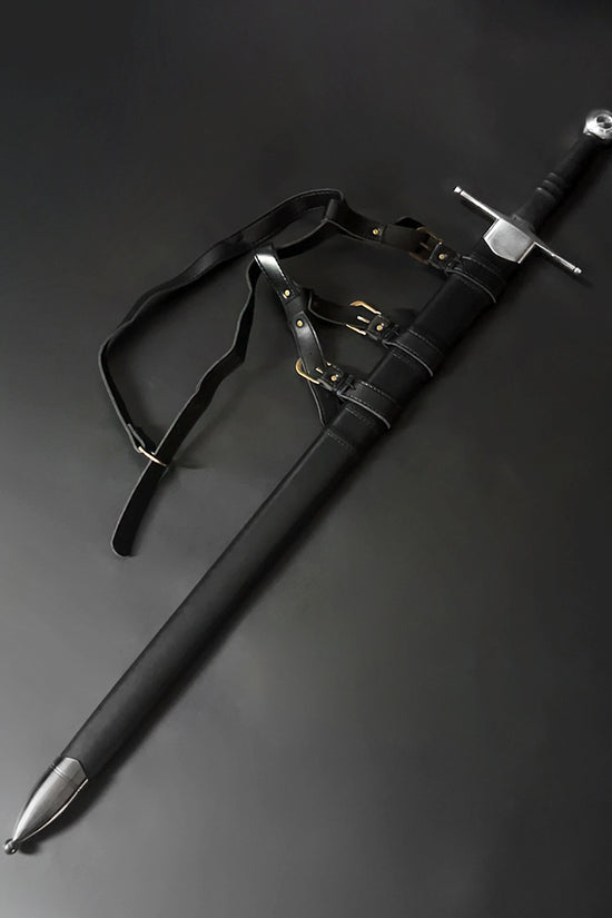 Knight's Collection Hand-Forged Medieval Sword with leather sheath and adjustable straps