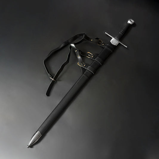 Knight's Collection Hand-Forged Medieval Sword with leather sheath and adjustable straps