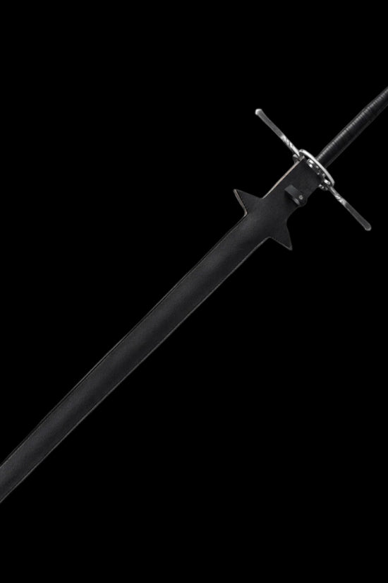 Knight's Collection Medieval Longsword with a sleek, black blade and cross guard design