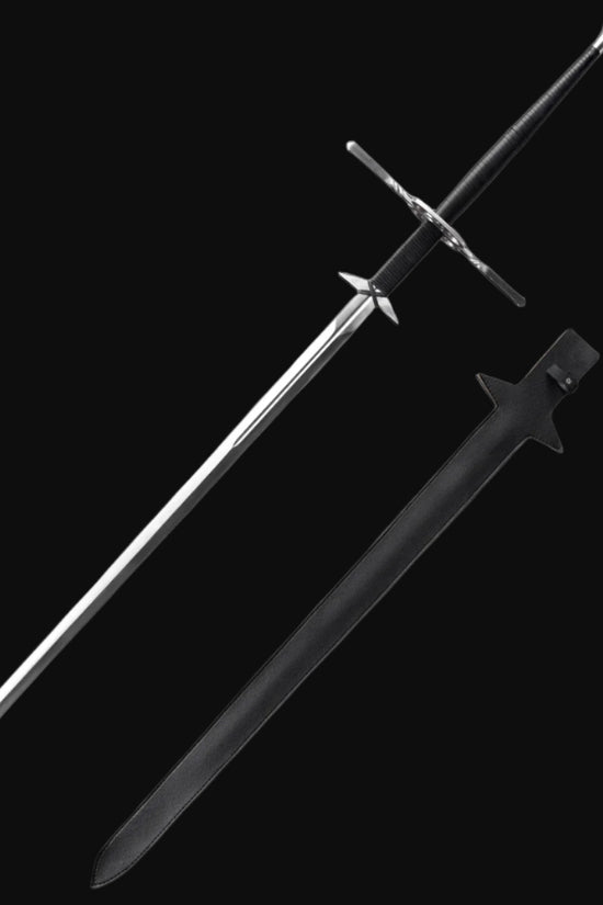 Knight's Collection Medieval Longsword with a polished blade and leather-wrapped grip for historical enthusiasts