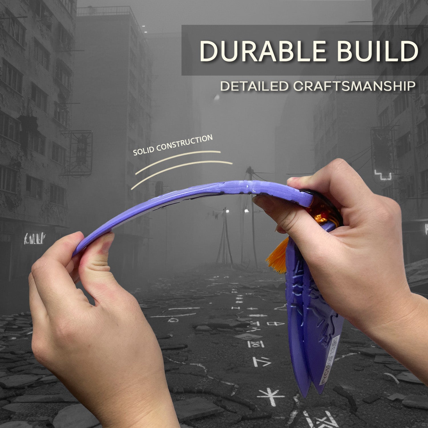 Hands holding a 3 PCS Foam Kpop Throwing Knife showcasing its durable build and solid construction