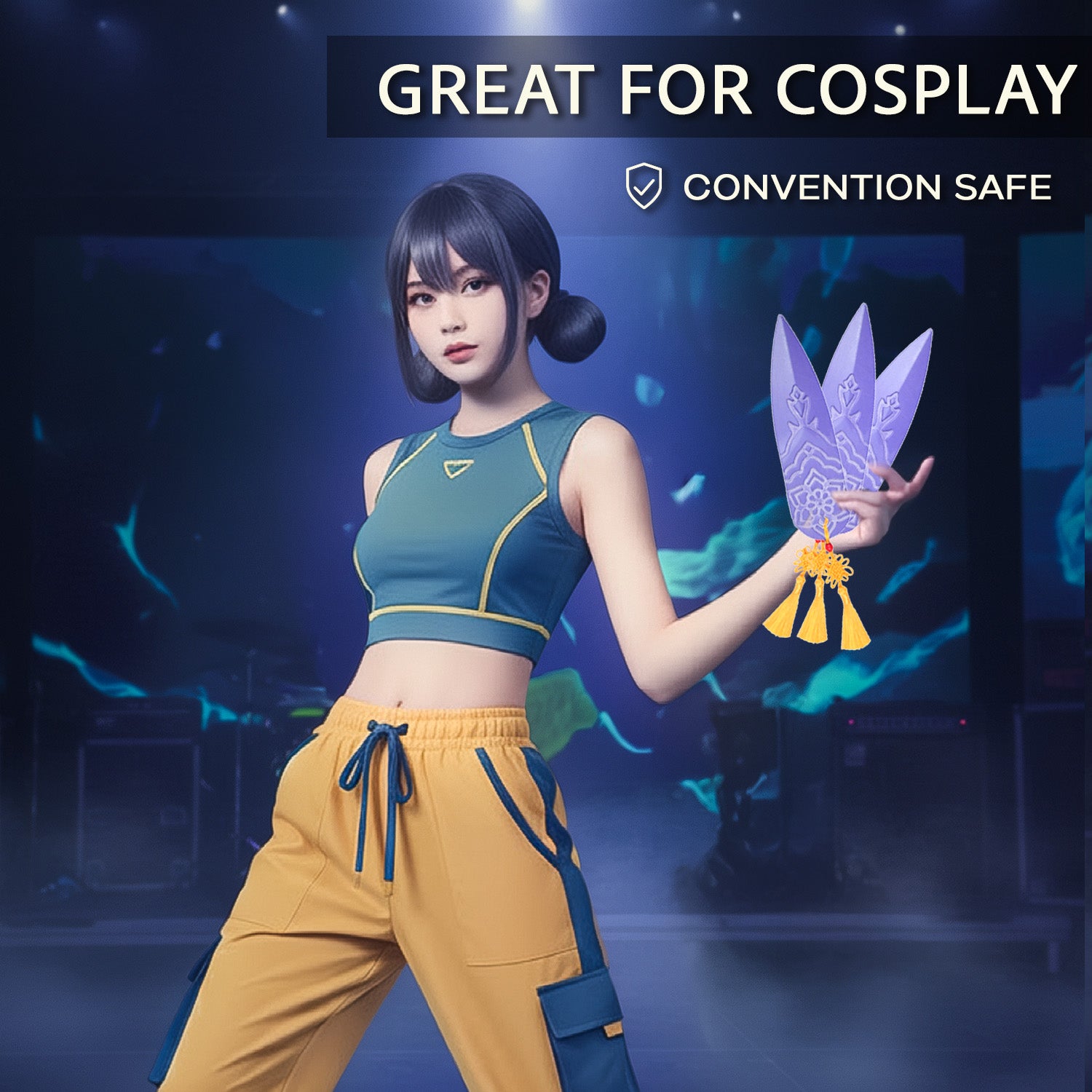 3 PCS Foam Kpop Throwing Knife for cosplay, featuring vibrant colors and a lightweight design