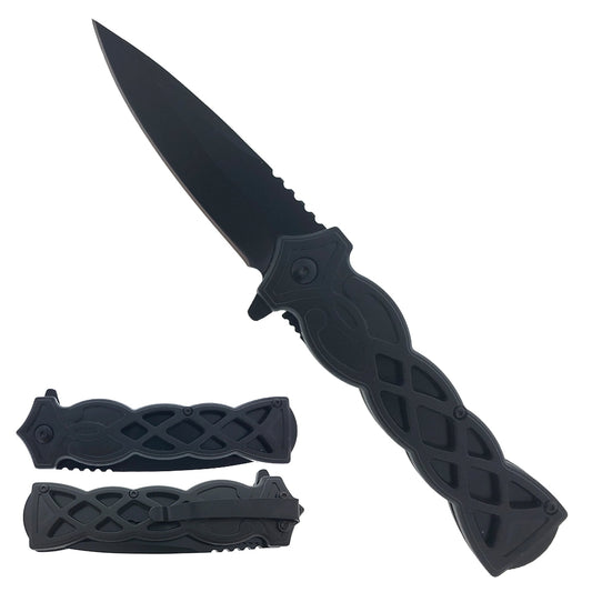 Falcon 8.25" Overall Black Semi-Automatic Folding Knife