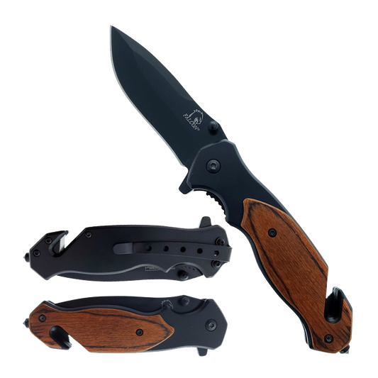 Falcon 8" Metal and Wood handle Spring Assisted Knife