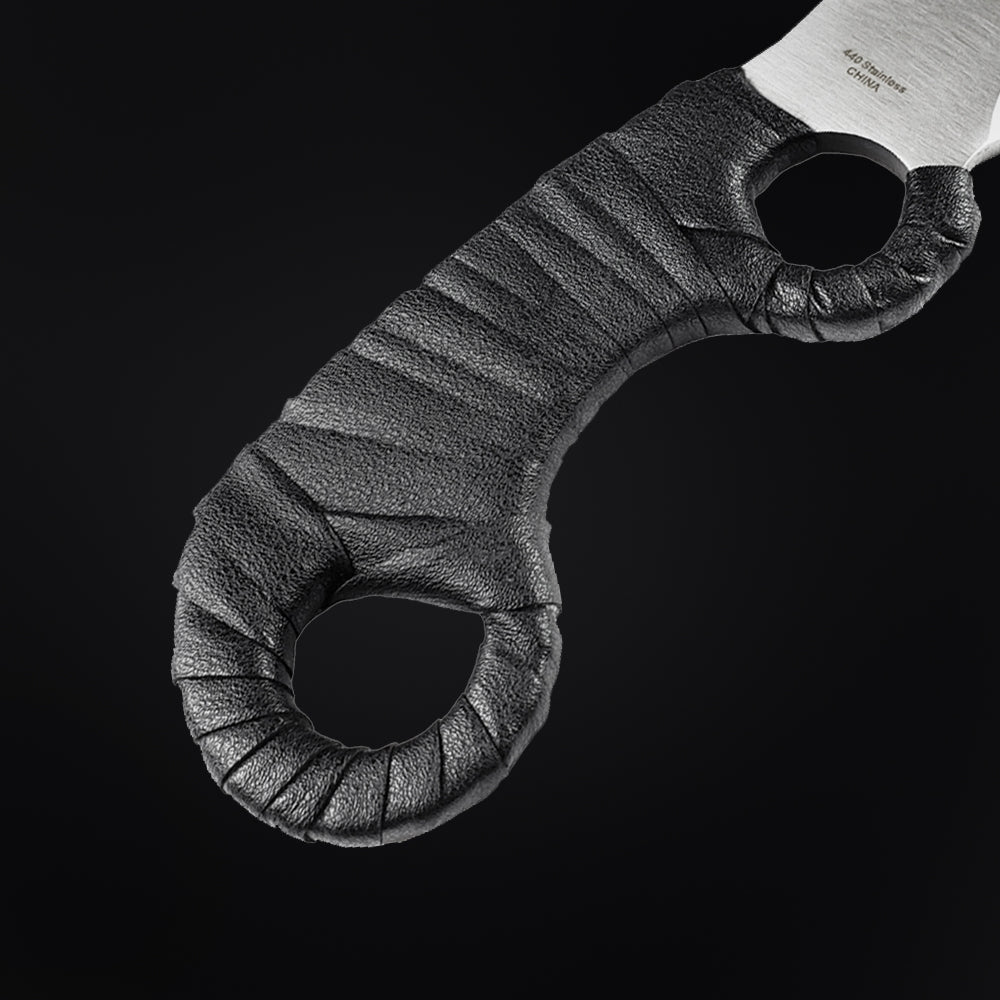 Large Hunting Knife by Guild Arms with a textured black handle for superior grip and control