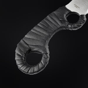 Large Hunting Knife by Guild Arms with a textured black handle for superior grip and control