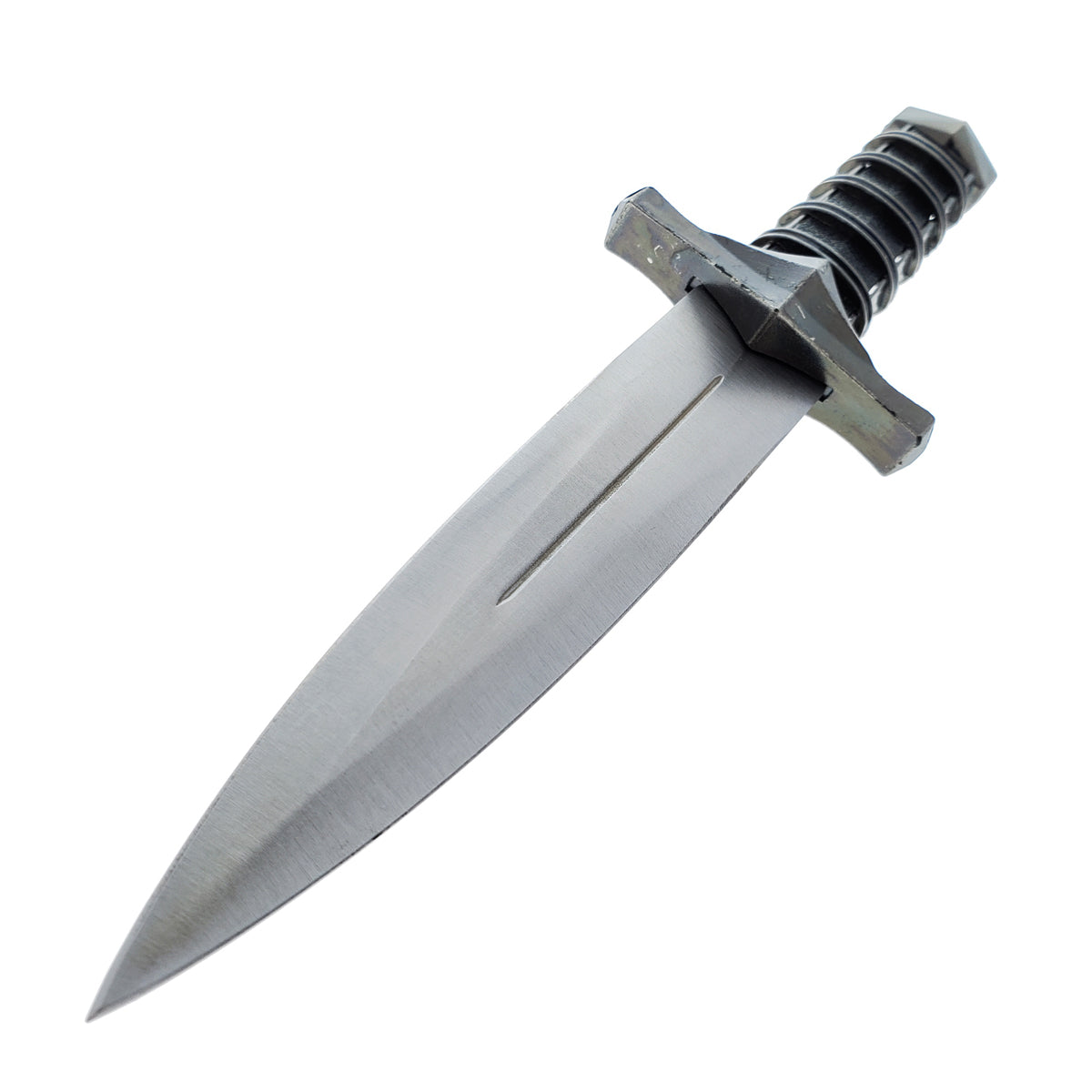 Guild Arms Medieval Dagger with Chain and Scabbard product shot showing steel double edged blade and spiral grip