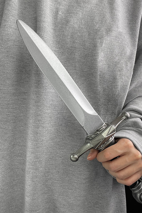 Medieval foam dagger by Guild Arms held in hand, featuring a realistic blade design for safe play