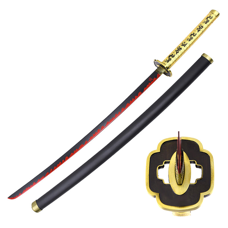 Guild Arms Metal Anime Demon Sword with a black blade and decorative golden handle for collectors