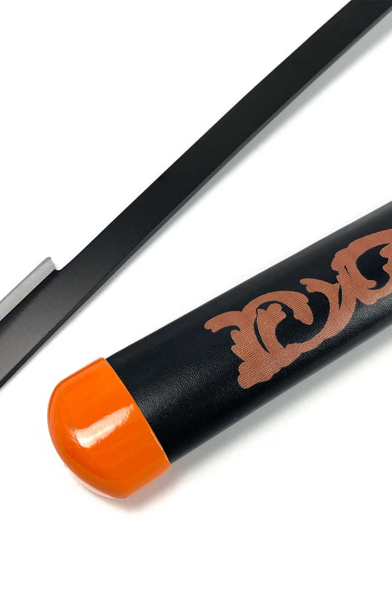 Guild Arms Metal Anime Demon Sword with a sleek black blade and decorative orange handle